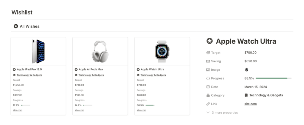 Wishlist — Track Goals & Progress