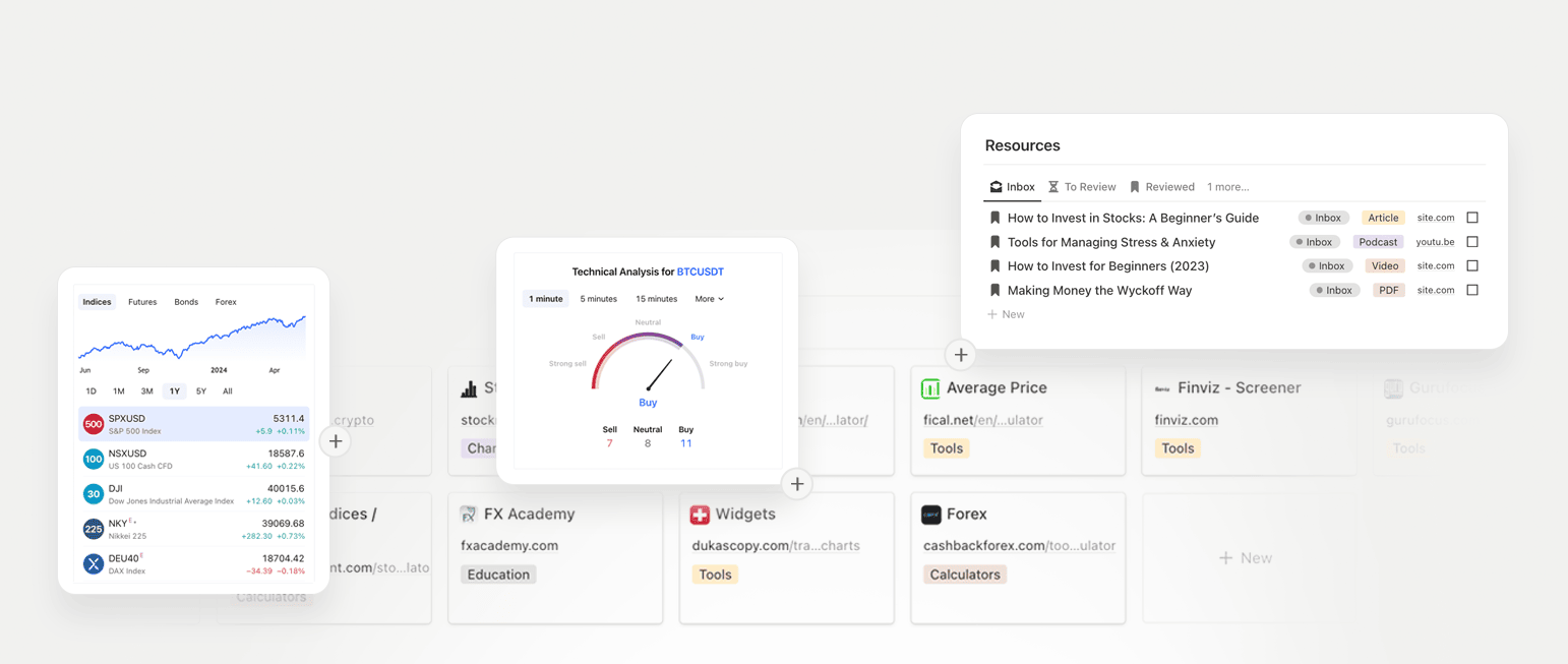 Resources & Tools — Widgets, Charts & Database